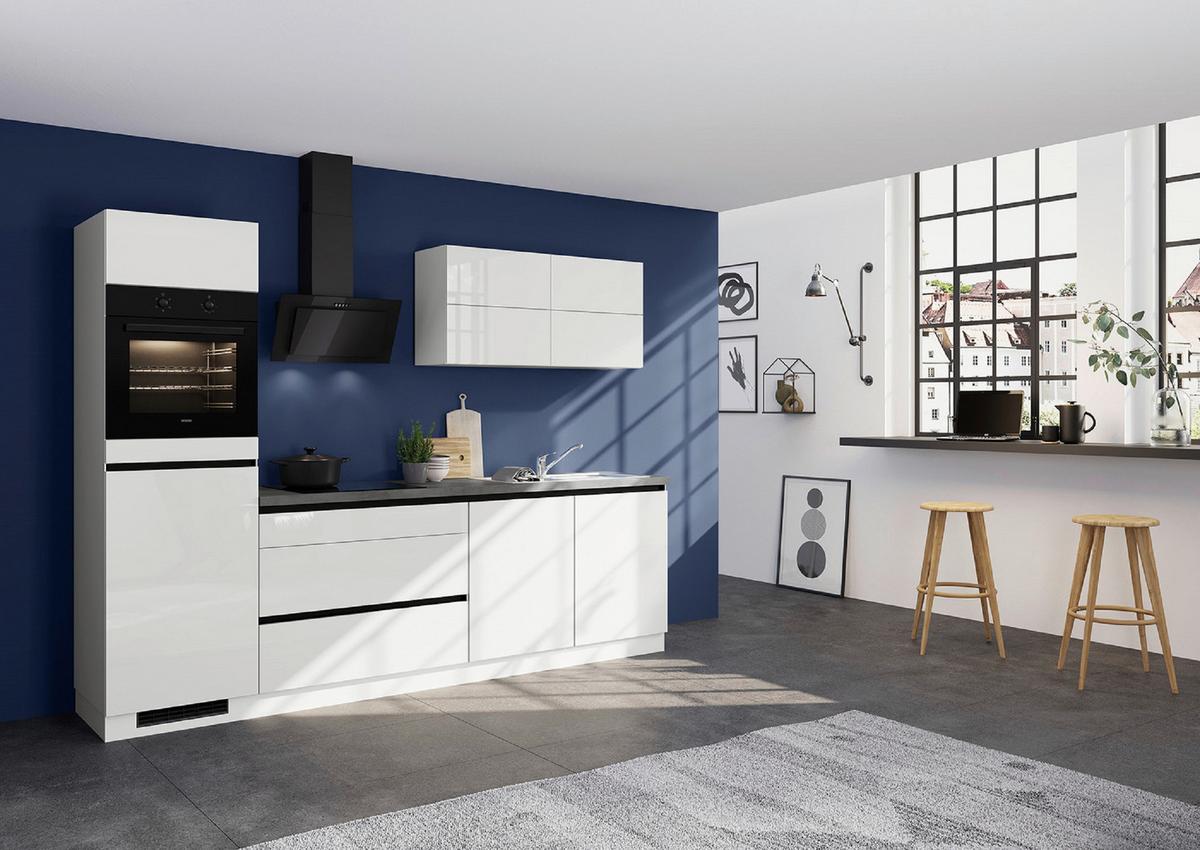 Küchenblock IKC mit Geräten ca. 280 cm Hellgrau - Dunkelgrau/Hellgrau, Design, Holzwerkstoff (280cm) - Impuls