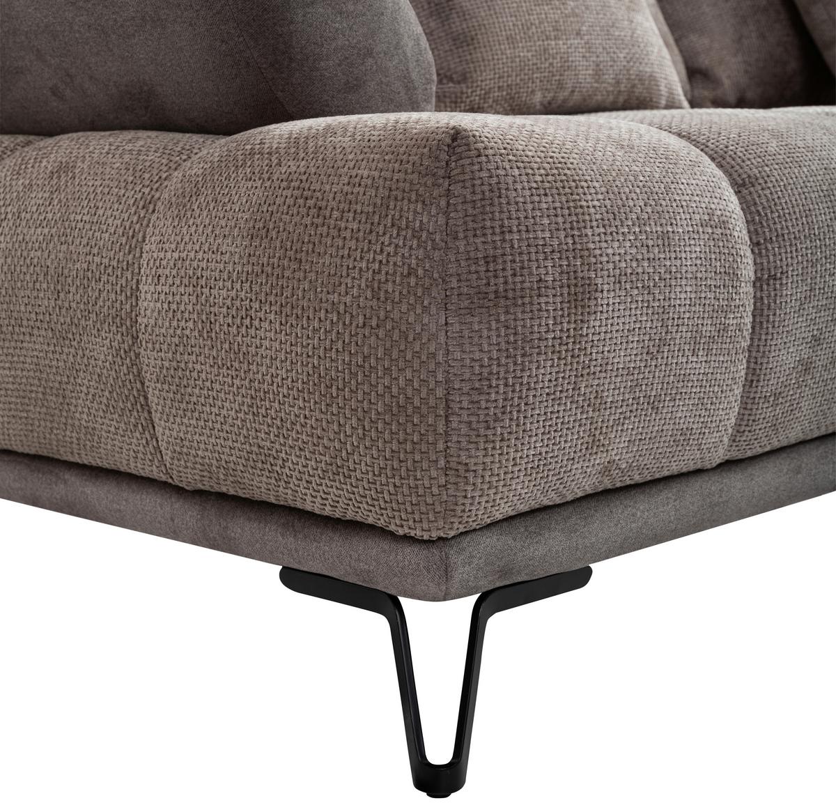 Ugaona Garnitura Largo N - crna/sivobraon, Moderno, tekstil/metal (262/184cm) - Modern Living