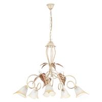 Kronleuchter Vanda Weiß/Beige max. 6 Watt - Beige/Weiß, Natur, Glas/Metall (90/90/130cm)