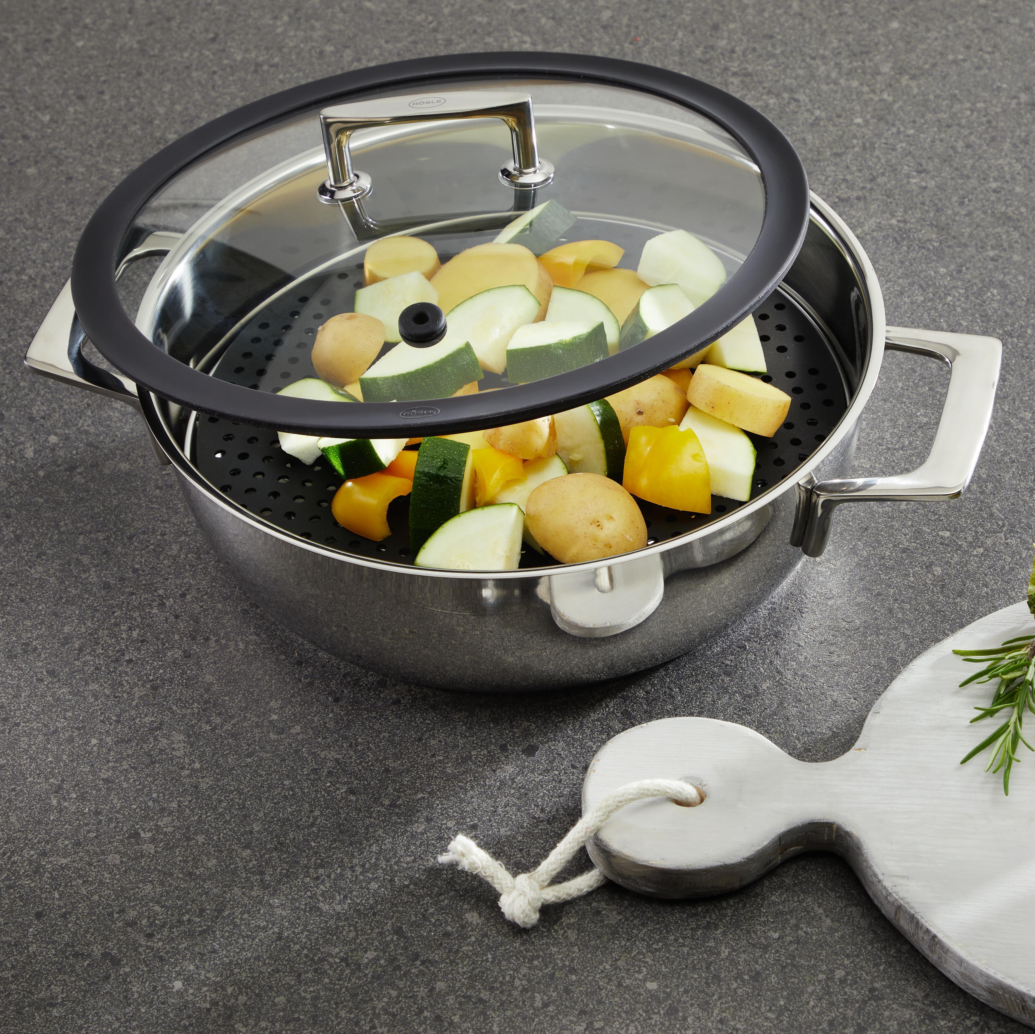 Aroma Dampfgarer Rösle Ø ca. 28 cm - Edelstahlfarben, KONVENTIONELL, Glas/Metall (28cm) - Rösle