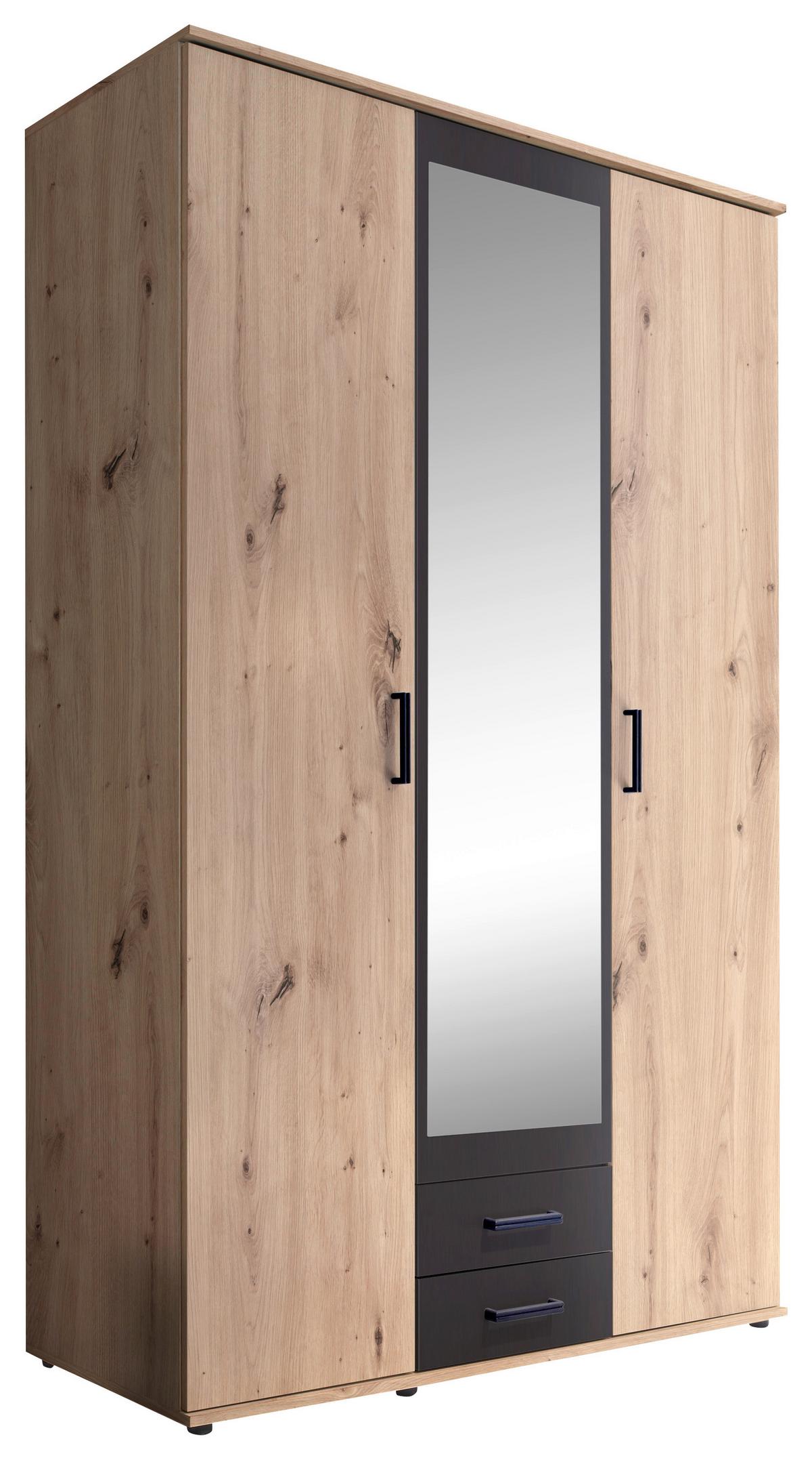Ormar Za Odjeću Chicago - boje hrasta/antracit, Basics, staklo/drvni materijal (120/196/53,5cm) - MID.YOU