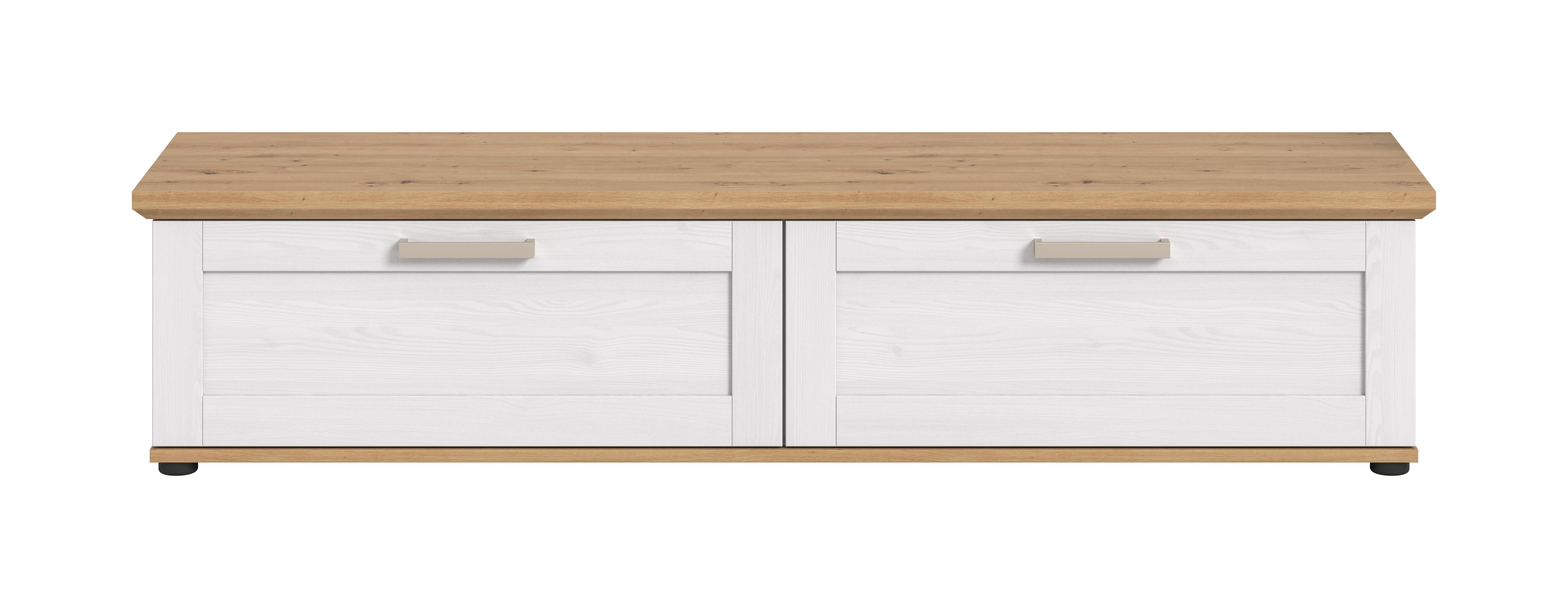 Nizka Omarica Verona, Bela, Barva Macesna - srebrne barve/črna, Design, umetna masa/leseni material (164/37/40cm) - Livetastic