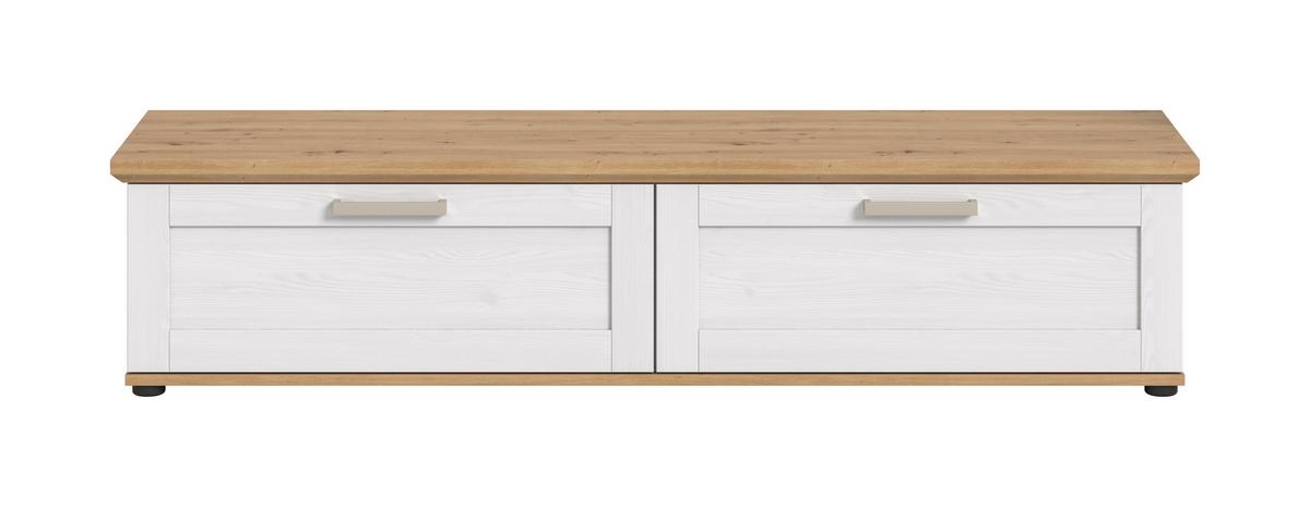 Nizka Omarica Verona, Bela, Barva Macesna - srebrne barve/črna, Design, umetna masa/leseni material (164/37/40cm) - Livetastic