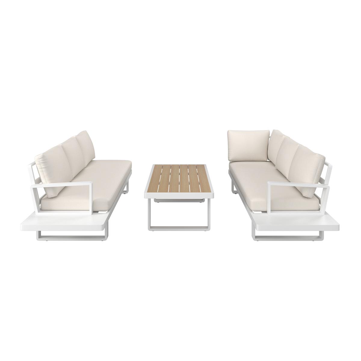 Loungegarnitur Tilly Creme Metall/Outdoorstoff +Abdeckung - Creme/Naturfarben, MODERN, Kunststoff/Textil (288,5/70/74cm) - Bessagi Garden