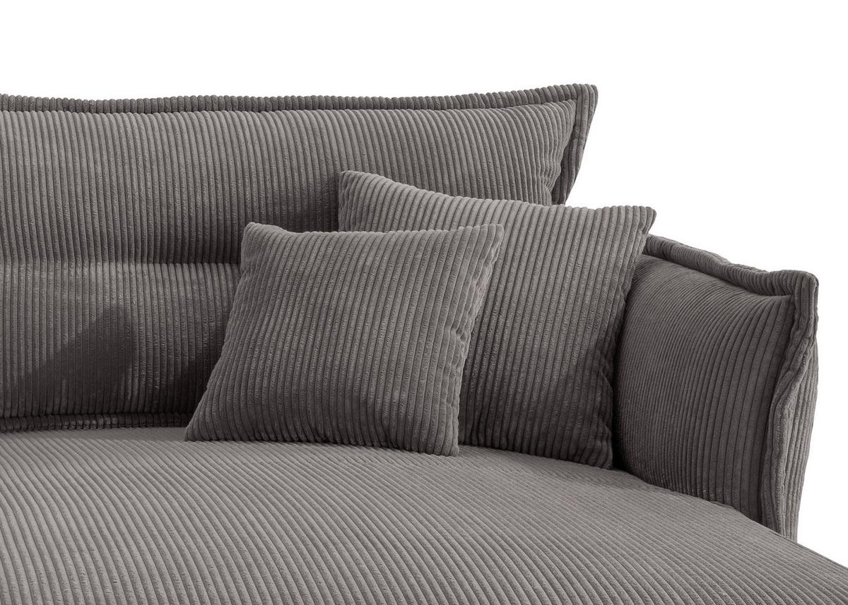 Wohnlandschaft Lava Grau Cord - Schwarz/Grau, MODERN, Textil/Metall (255/180cm) - Livetastic