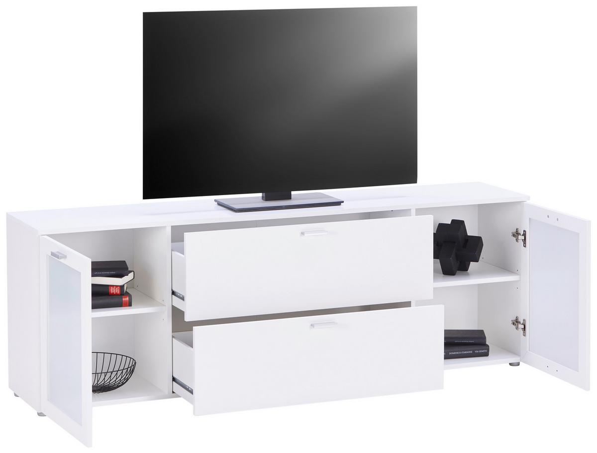 Tv Komoda Xeno - bijela, Moderno, staklo/drvni materijal (180/62/37cm) - Modern Living