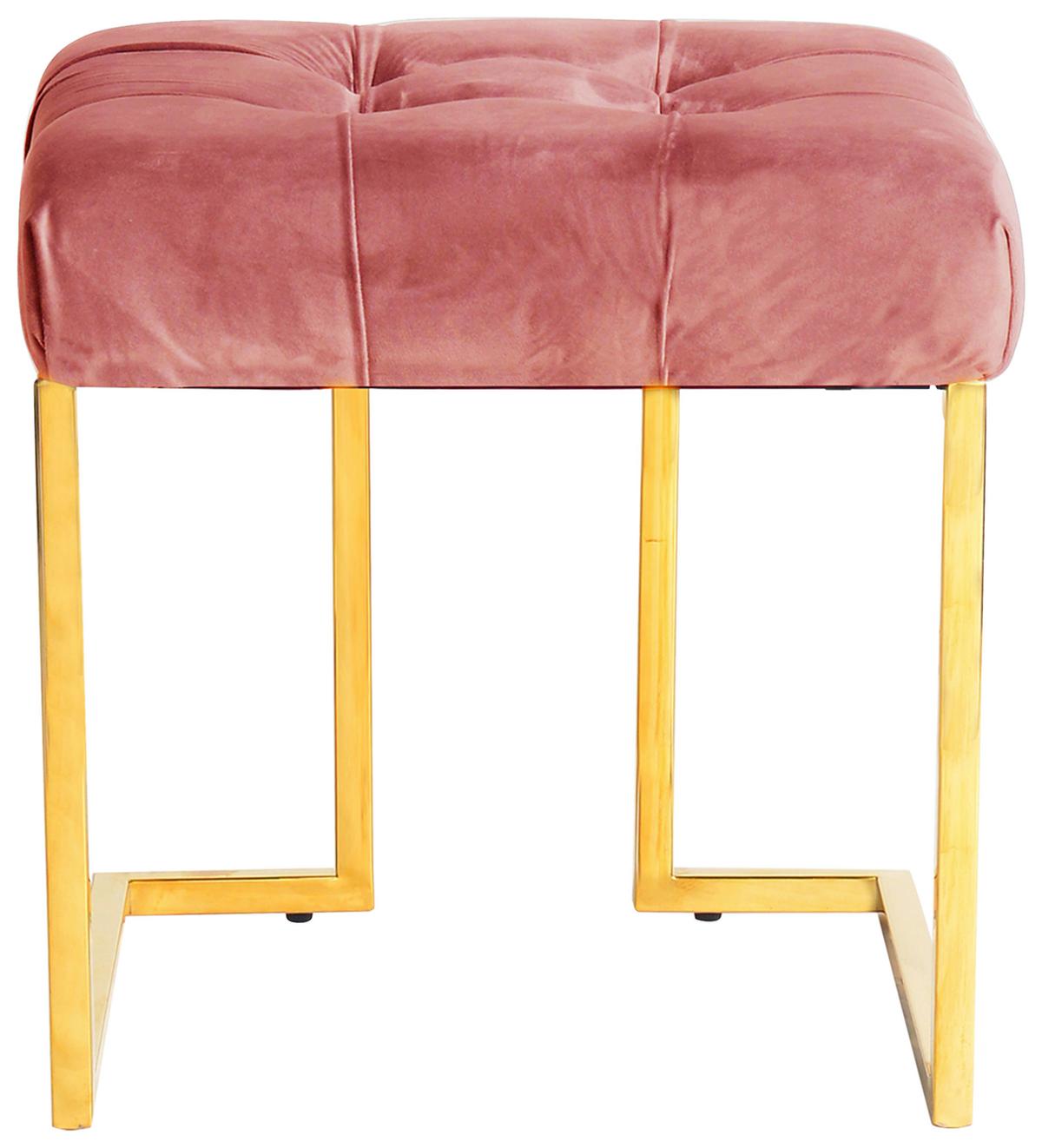 HOCKER RARE 100 - Goldfarben/Altrosa, Design, Textil/Metall (48/48/48cm) - Kayoom