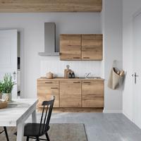 Küchenblock Structura Low m. Geräten Eiche dunkel - Eiche dunkel/Eichefarben, MODERN, Holzwerkstoff/Metall (180cm) - Nobilia