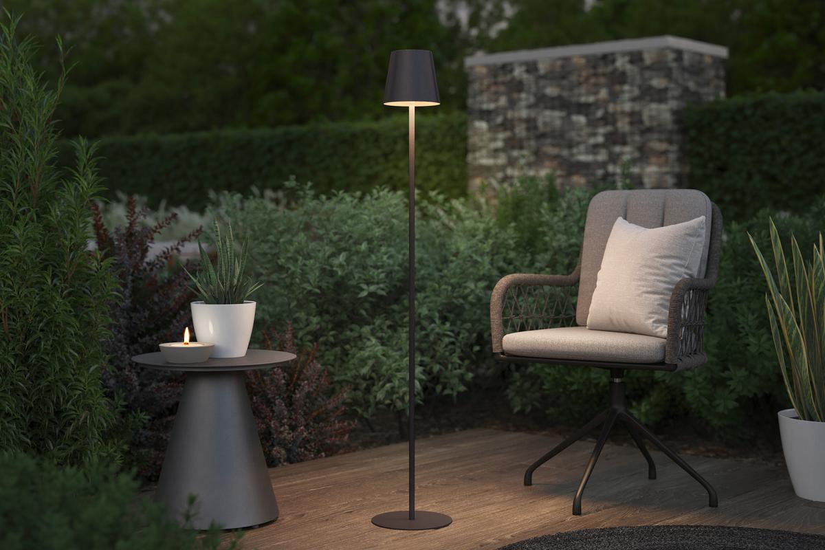 LED Állólámpa Ausi - antracit, Modern, műanyag/fém (22/130cm) - Modern Living