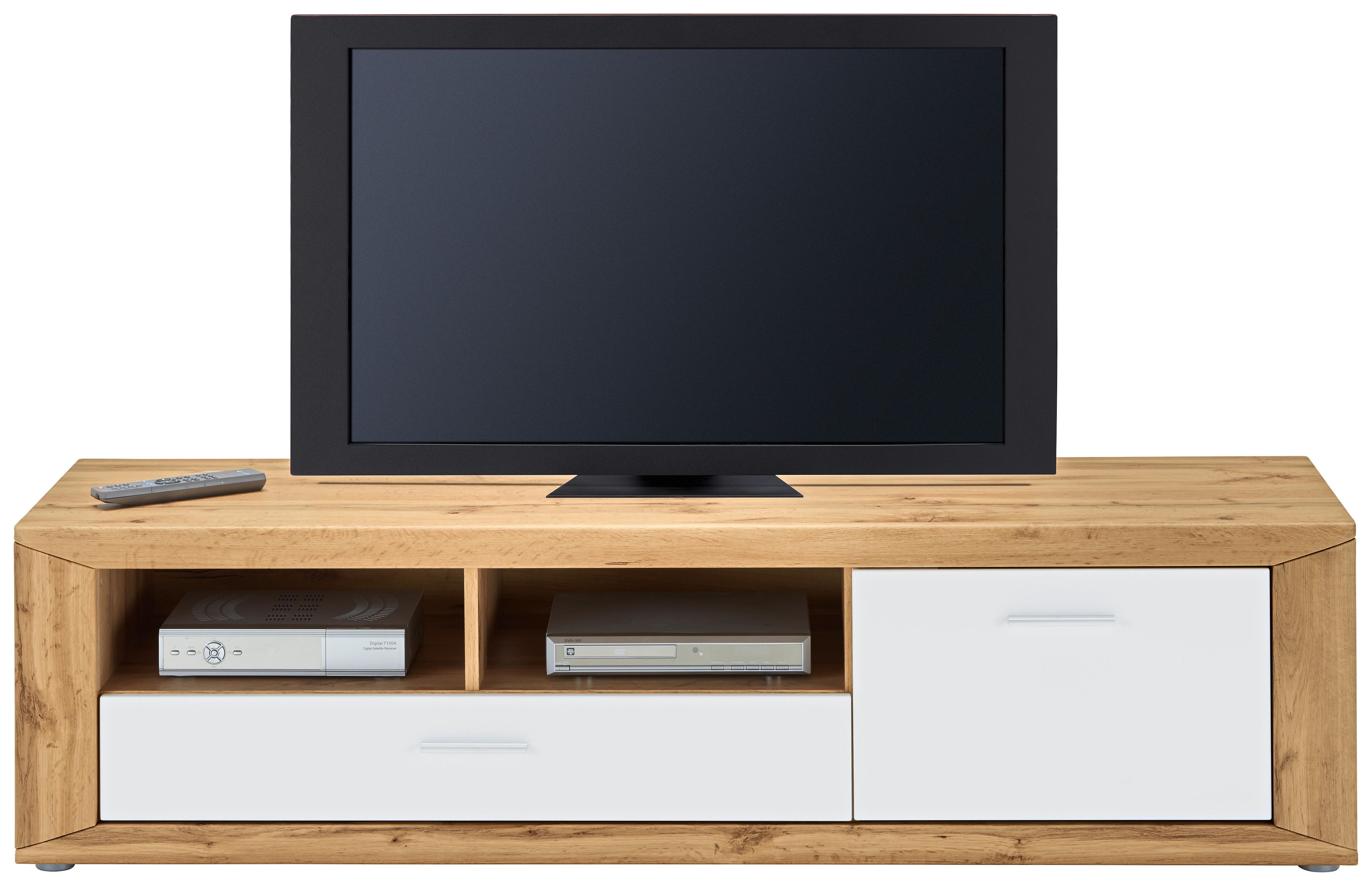 Comodă TV LUCA - alb/culoare lemn stejar, Konventionell, material pe bază de lemn (160/42,5/45cm) - Mömax