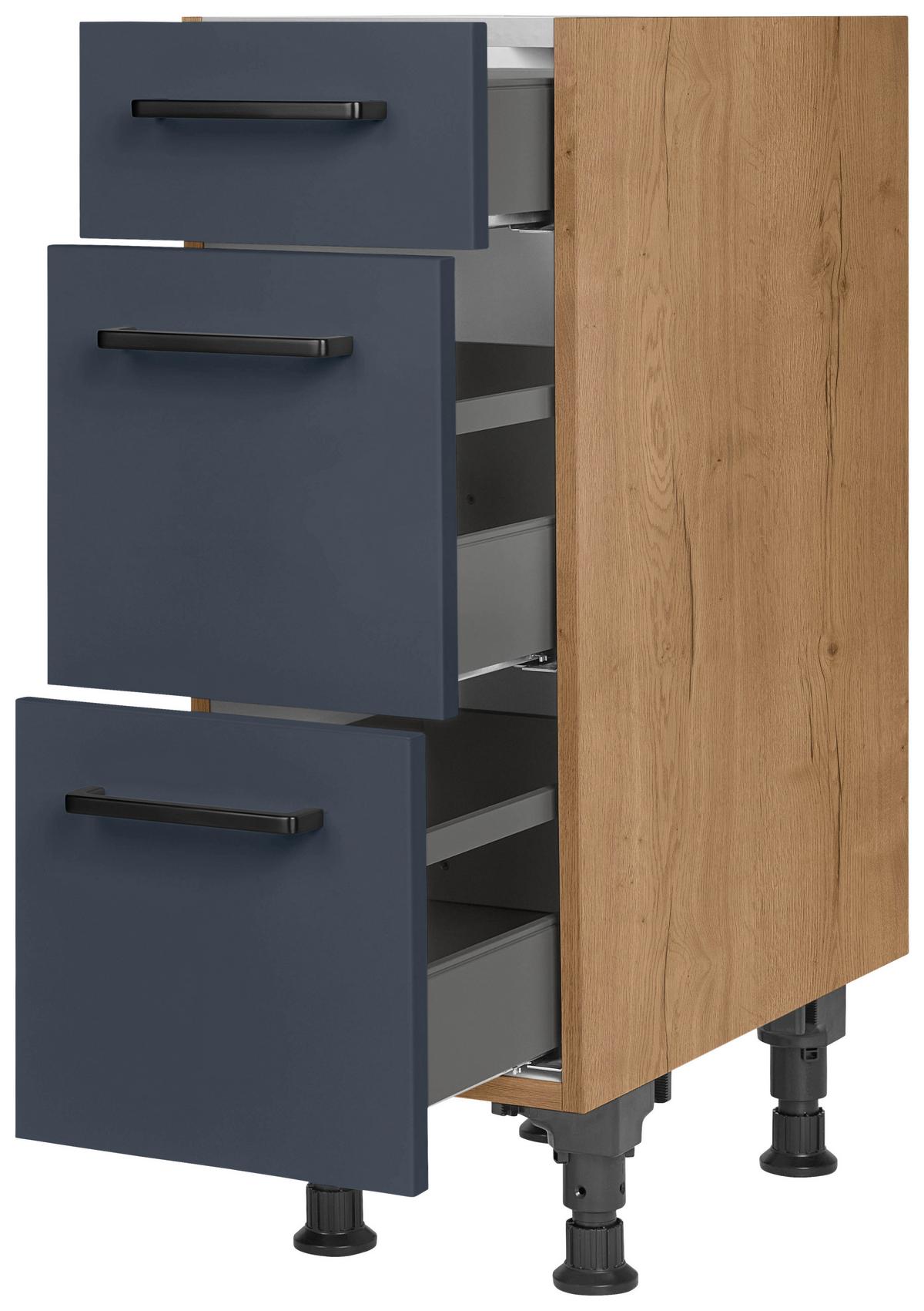 Schubkastenunterschrank Easytouch Blau - Blau/Eichefarben, MODERN, Holzwerkstoff/Metall (30/87/56cm) - Nobilia