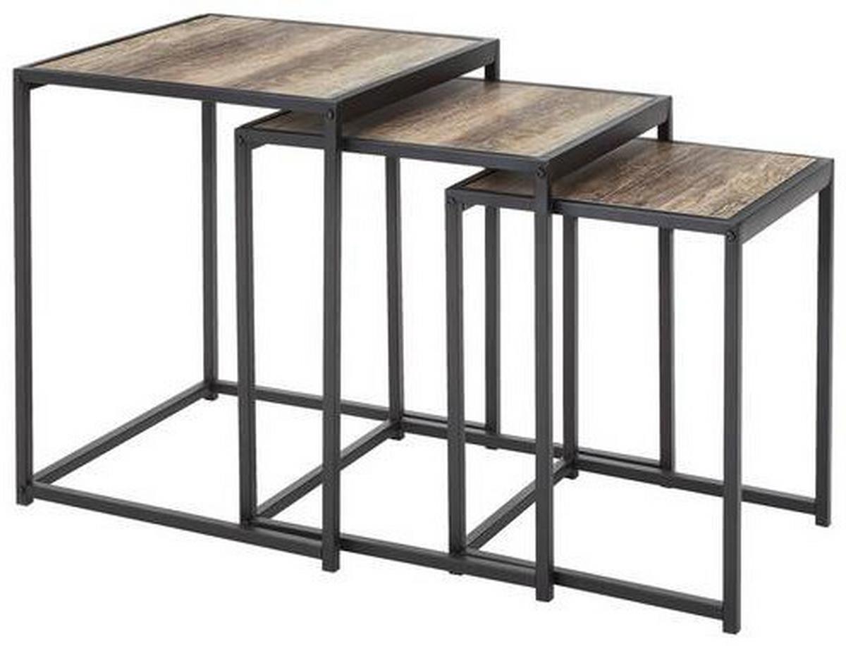 STOLIK KAWOWY SANTIAGO - kolor naturalny/czarny, Modern, materiał drewnopochodny/metal (35/40/45/35/40/45/45/50/55cm) - PBJ