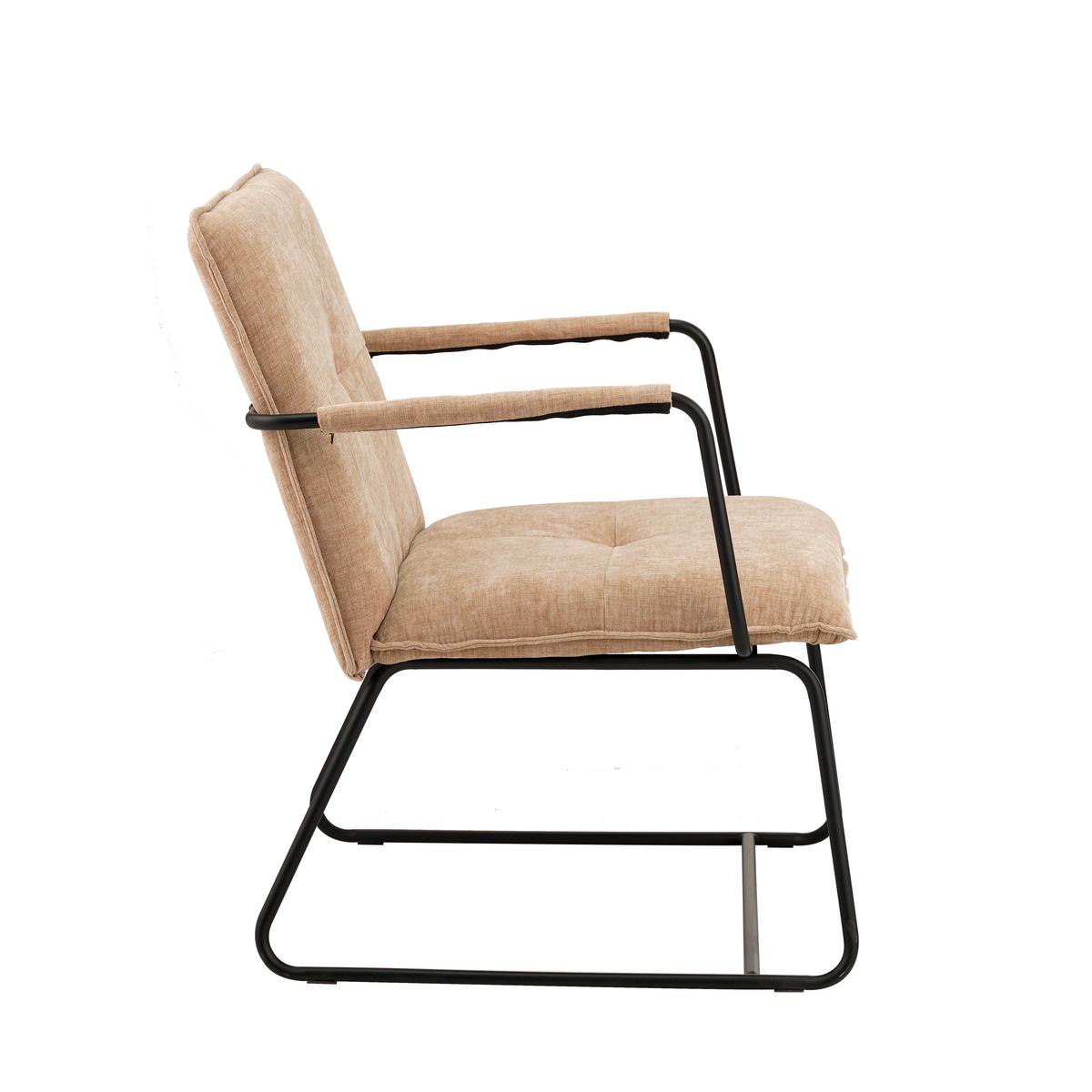 Naslanjač Bilbao, Bež - črna/bež, Moderno, kovina/tekstil (65/80/68cm) - MID.YOU