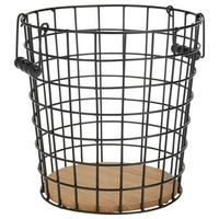 Papierkorb Cage Braun/Schwarz - Schwarz, LIFESTYLE, Holz/Metall (30/30/32cm) - Mömax