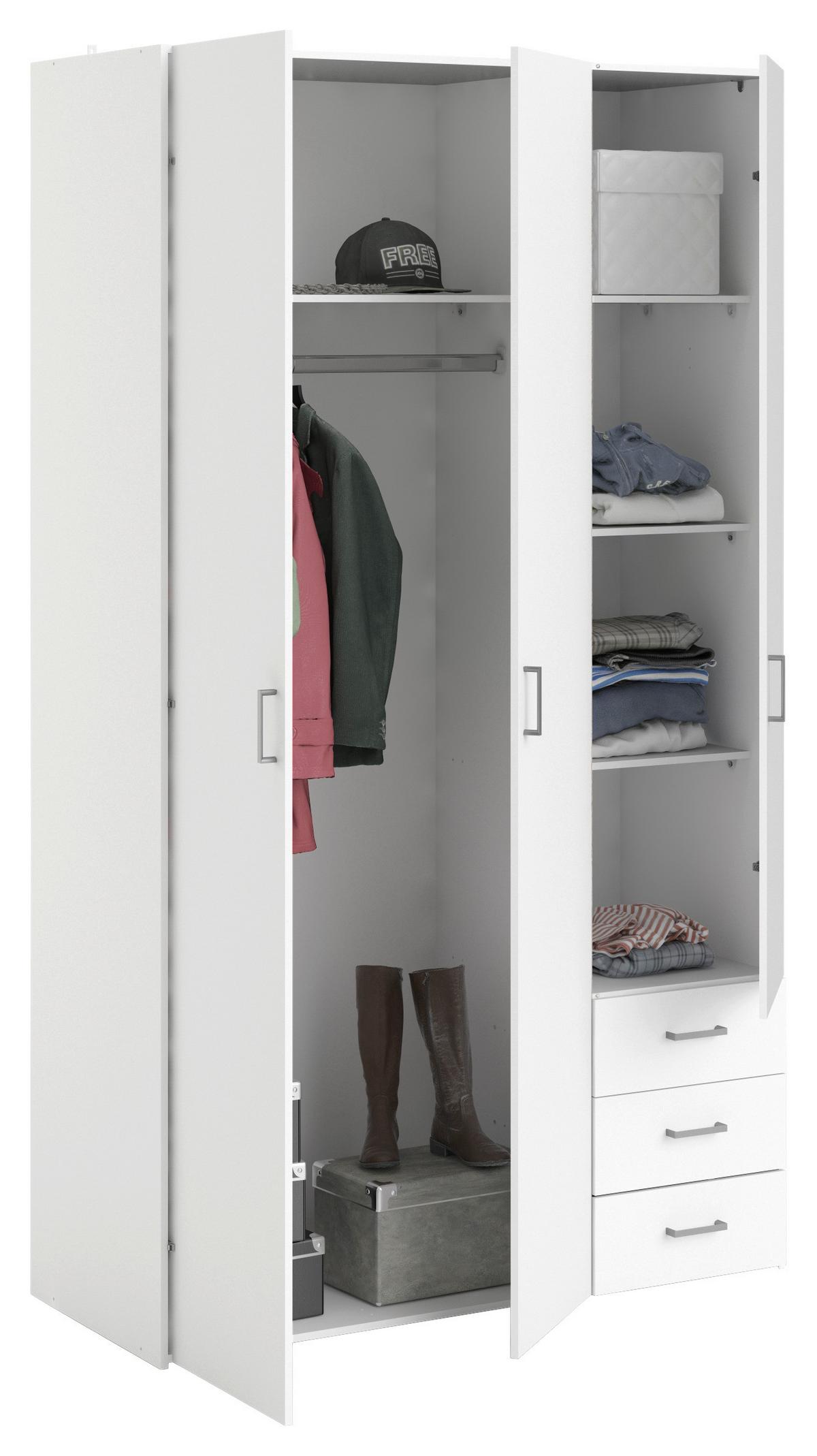 Omara Za Oblačila Space, Bela - srebrne barve/bela, Basics, kovina/leseni material (115,8/200,4/49,5cm) - MID.YOU