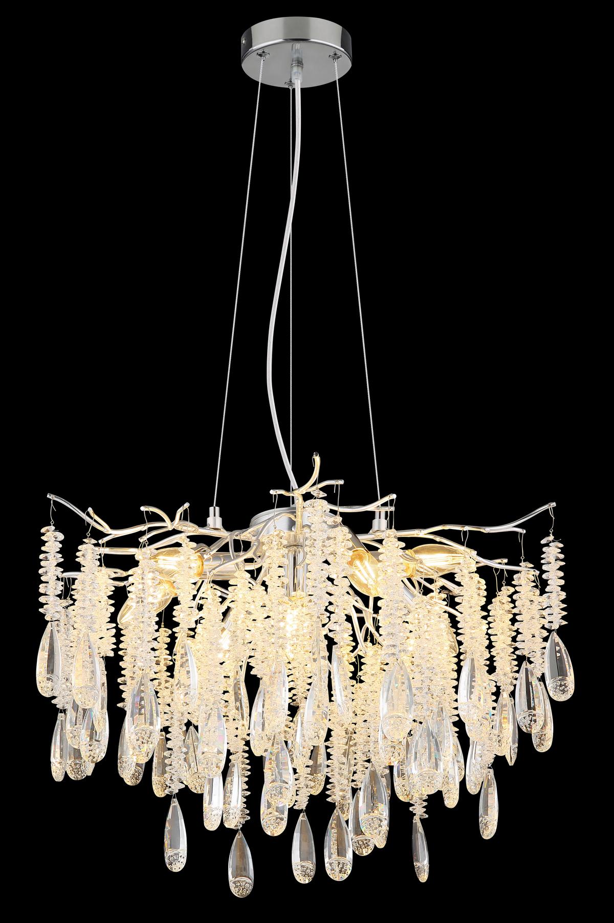 Viseća Svjetiljka Kinga - srebrne boje/prozirno, Konvencionalno, staklo/metal (60/120cm) - Globo