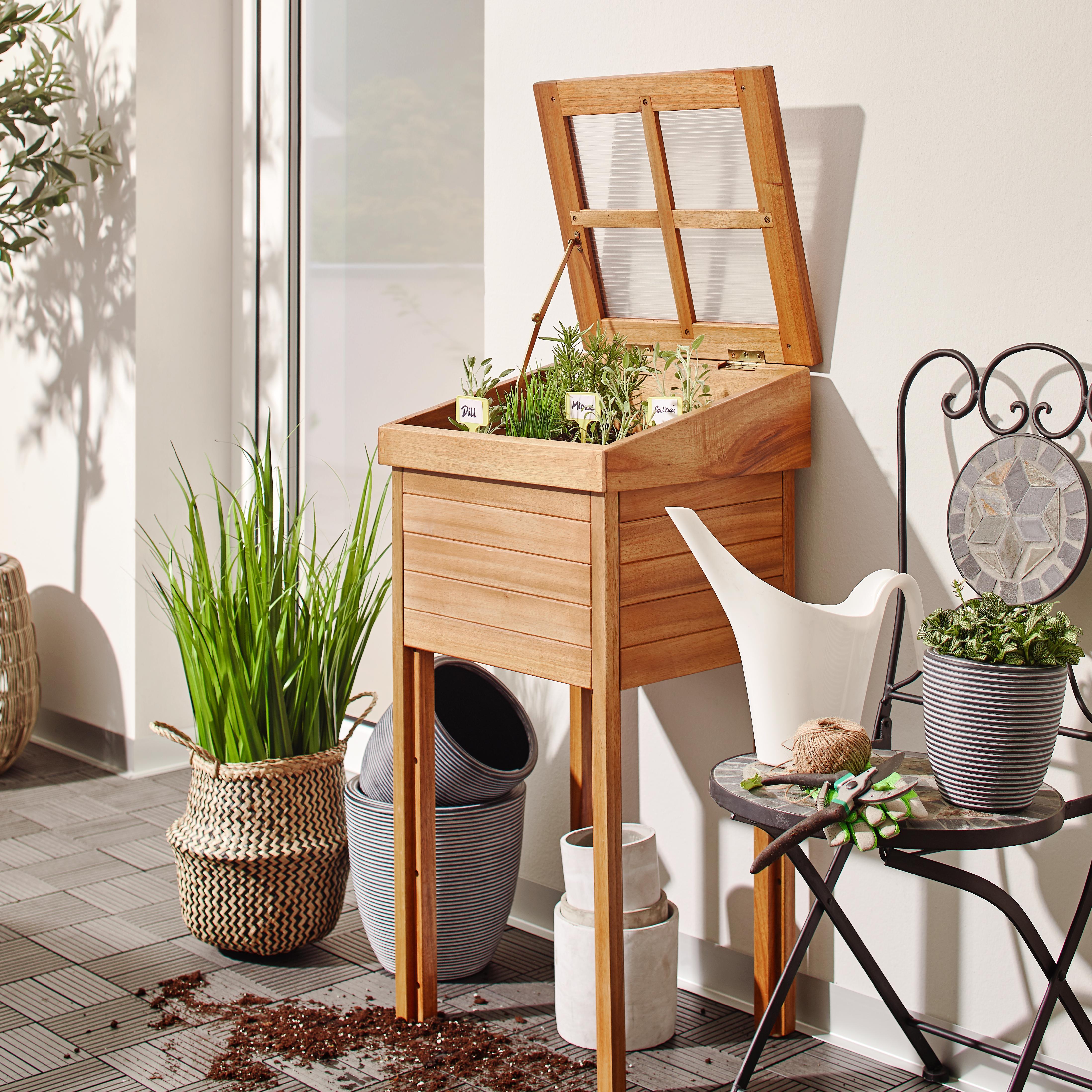 Gartenregal Zagreb aus Massiv Holz - Transparent/Akaziefarben, Holz/Kunststoff (43/89/39cm) - Zandiara