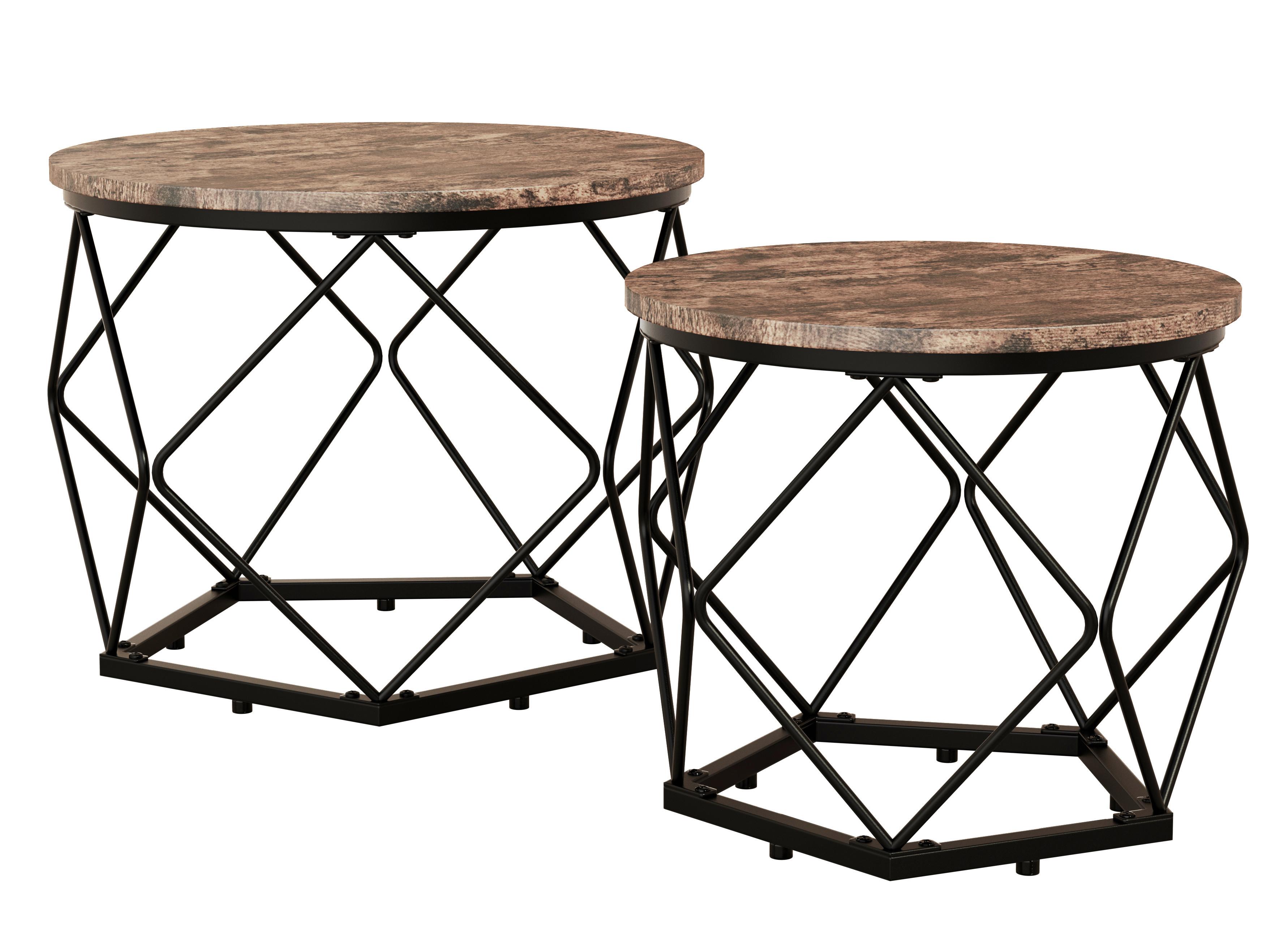 BEISTELLTISCH HELARO M - Eichefarben/Schwarz, Design, Holzwerkstoff/Metall (50/40/50cm) - MID.YOU