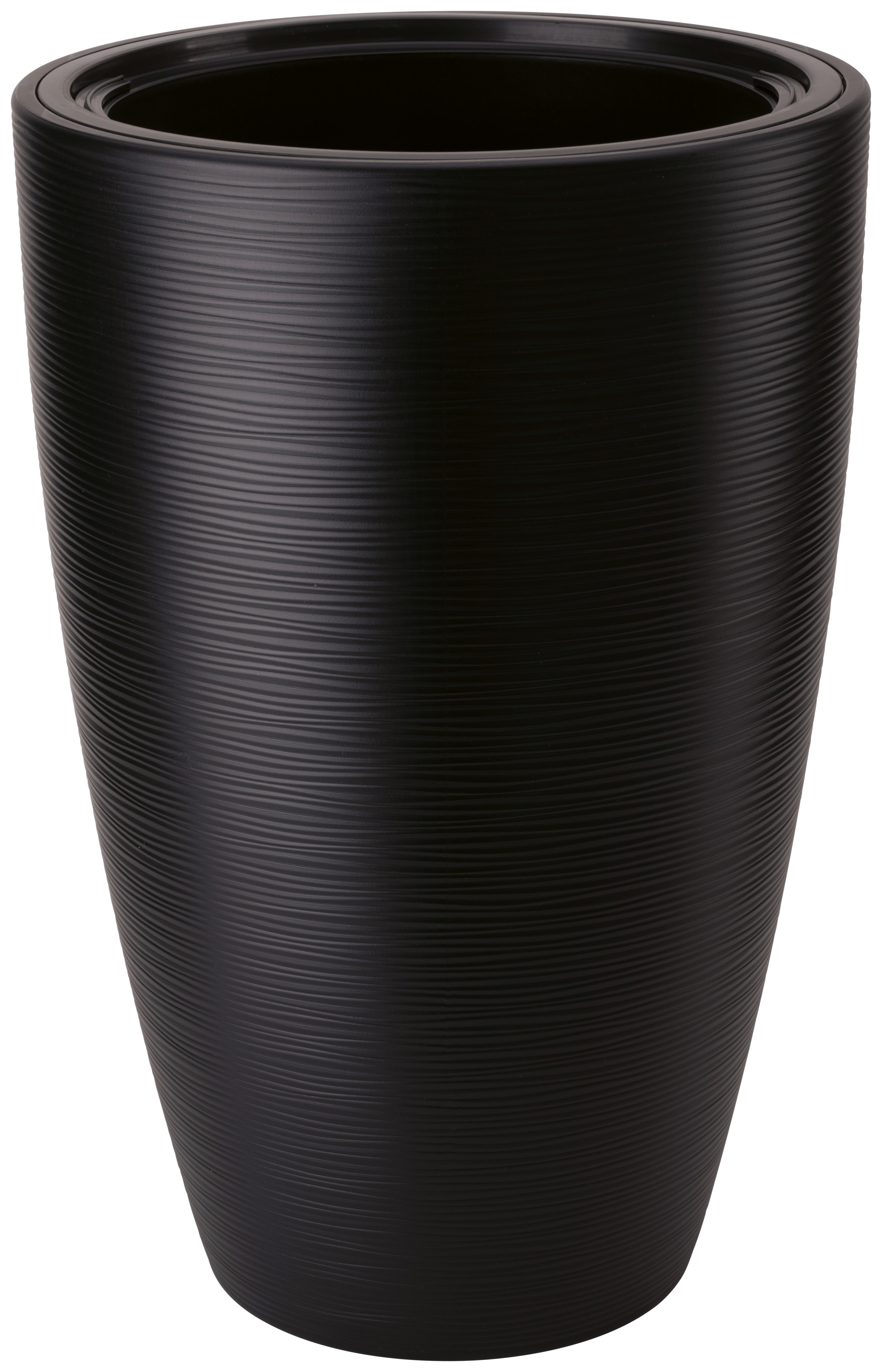 Übertopf Gubo Schwarz Ø ca. 29cm - Schwarz, KONVENTIONELL, Kunststoff (29,0/48,0cm) - Mömax
