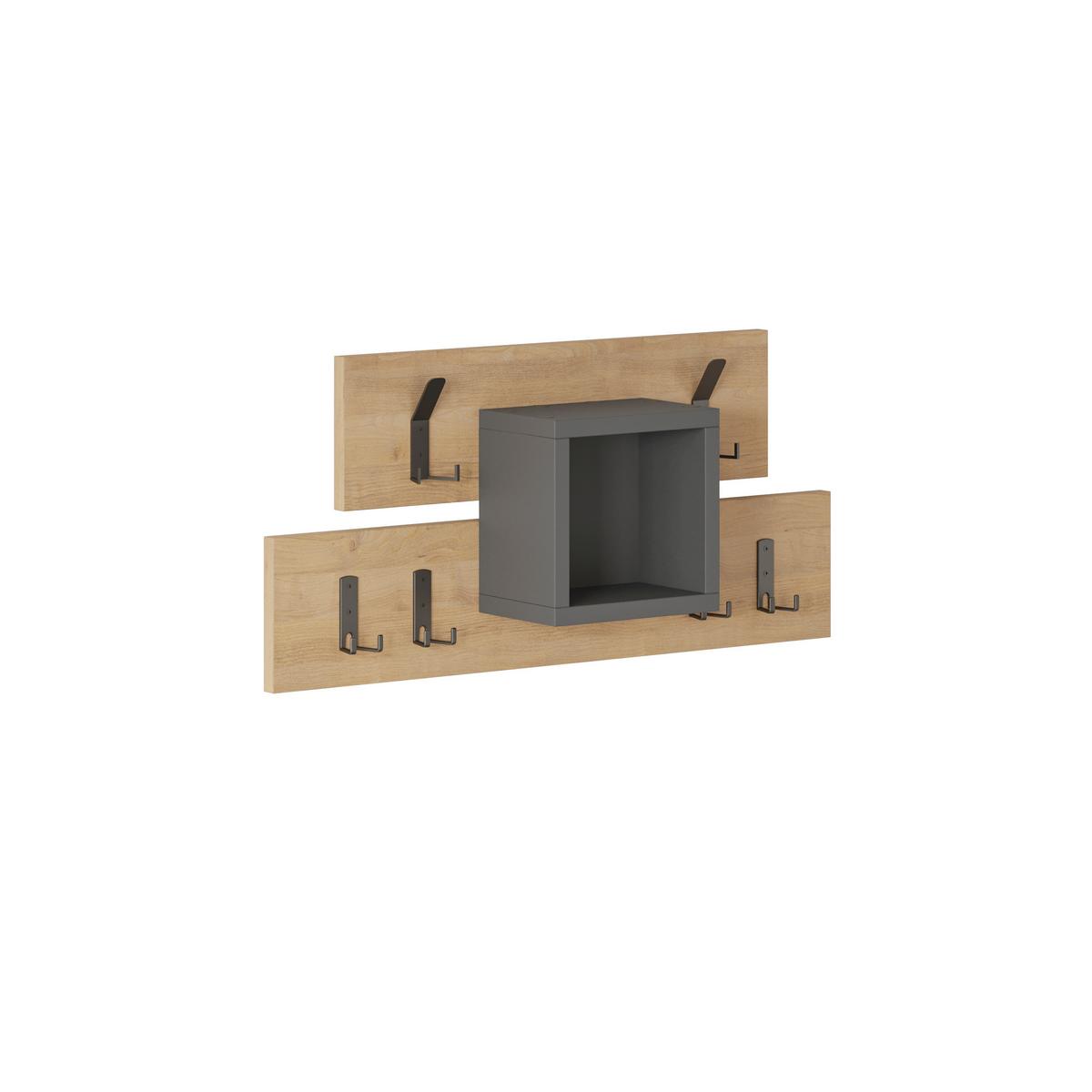 Wandgarderobe Lumina ca. 68x32x13 cm Eiche/Anthr. - Eiche dunkel/Anthrazit, Design, Holzwerkstoff/Metall (68/32/13cm) - Livetastic