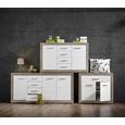 Kommode Weiß Hochglanz/canyon Grey - Chromfarben/Weiß, MODERN, Holzwerkstoff/Kunststoff (179/86/40cm) - MÖMAX modern living