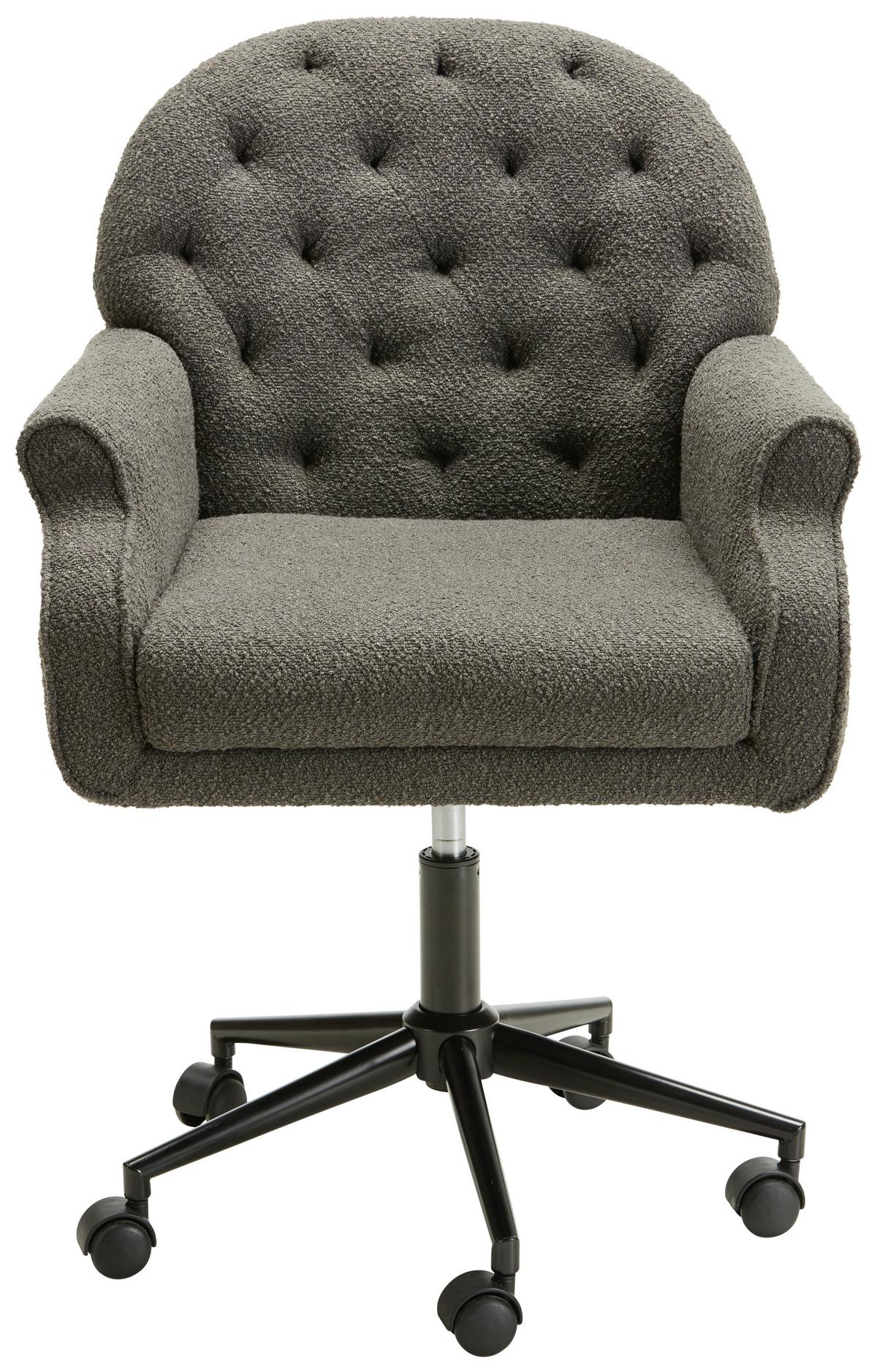 Drehstuhl in Grau - Schwarz/Grau, Romantik / Landhaus, Holz/Kunststoff (65/89-99/63cm) - Zandiara