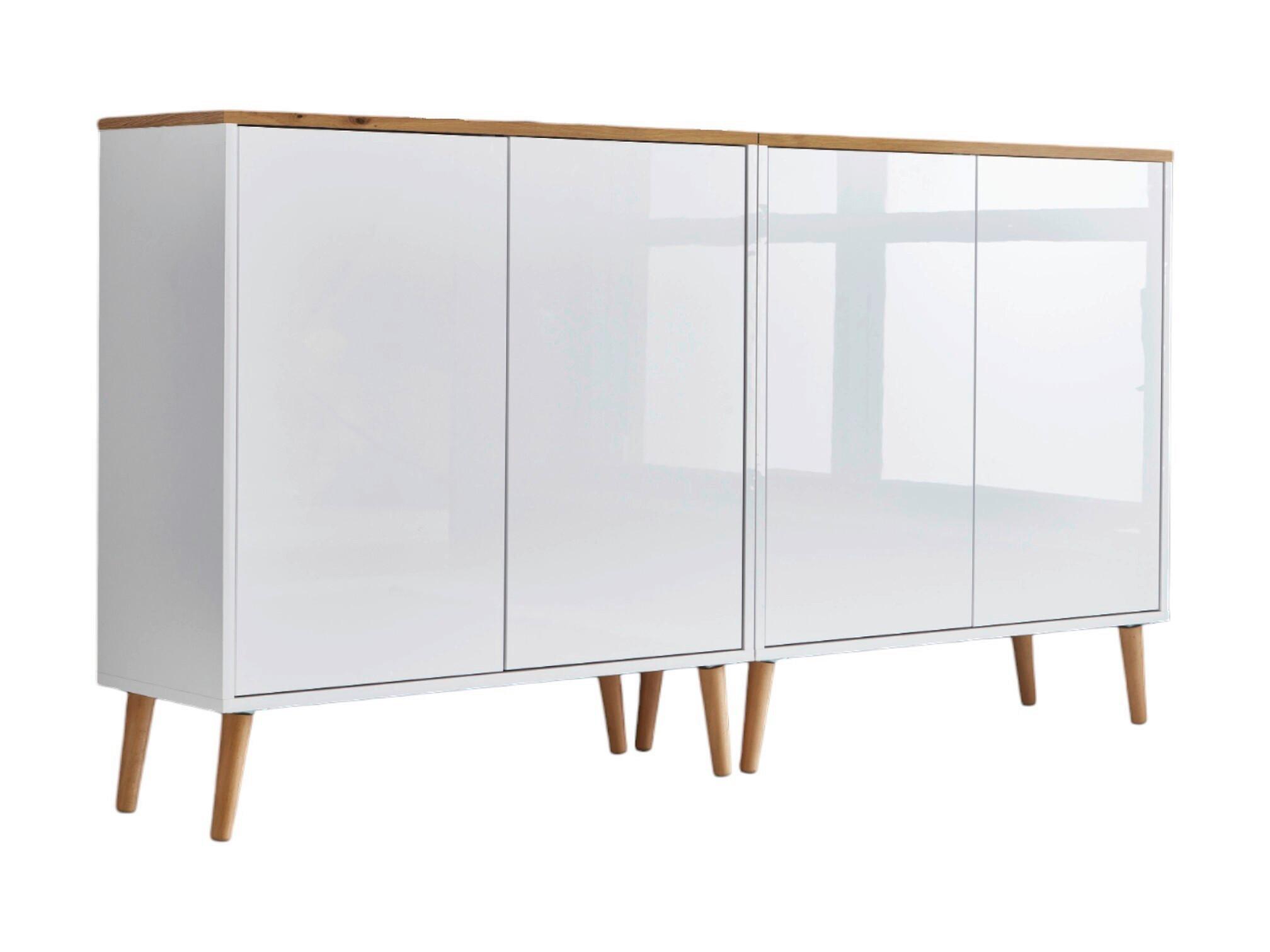 Sideboard Mailand Set 2 Weiß/Eiche - Weiß Hochglanz/Weiß, MODERN, Holz/Holzwerkstoff (158/86/33cm) - MID.YOU