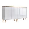 Sideboard Mailand Set 2 Weiß/Eiche - Weiß Hochglanz/Weiß, MODERN, Holz/Holzwerkstoff (158/86/33cm) - MID.YOU