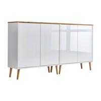 Sideboard Mailand Set 2 Weiß/Eiche - Weiß Hochglanz/Weiß, MODERN, Holz/Holzwerkstoff (158/86/33cm) - MID.YOU