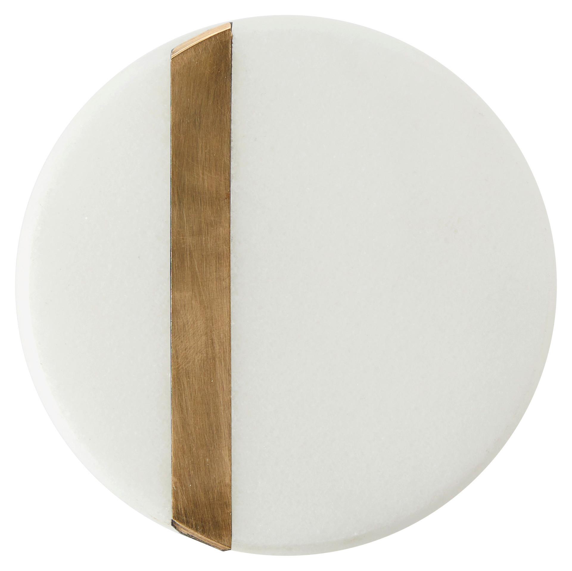 Untersetzer Glam in Weiß/Goldfarben Ø ca.10,2cm - Goldfarben/Weiß, MODERN, Stein/Metall (10,2/1cm) - Premium Living