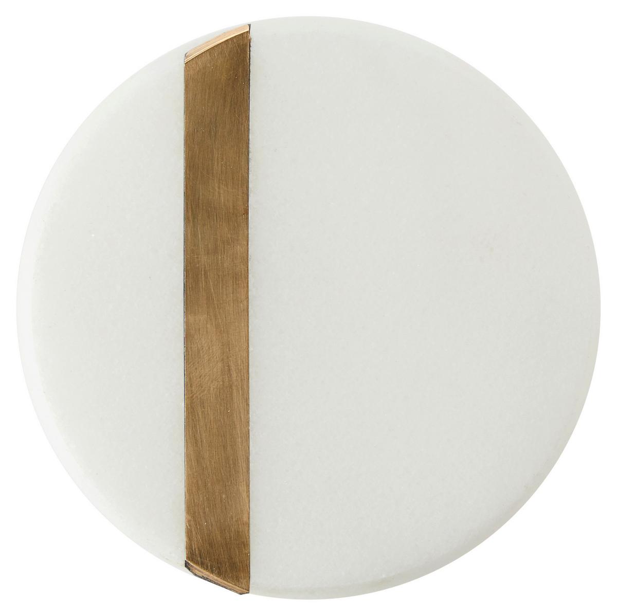 Untersetzer Glam in Weiß/Goldfarben Ø ca.10,2cm - Goldfarben/Weiß, MODERN, Stein/Metall (10,2/1cm) - Premium Living