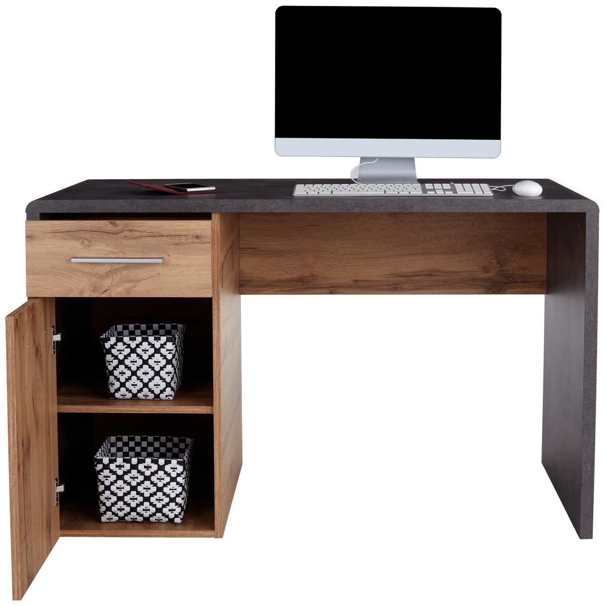 Pisalna Miza Fontana New Ftb06, Temno Siva, Hrast - barve kroma/temno siva, Moderno, umetna masa/leseni material (120/75,5/60cm) - Mömax