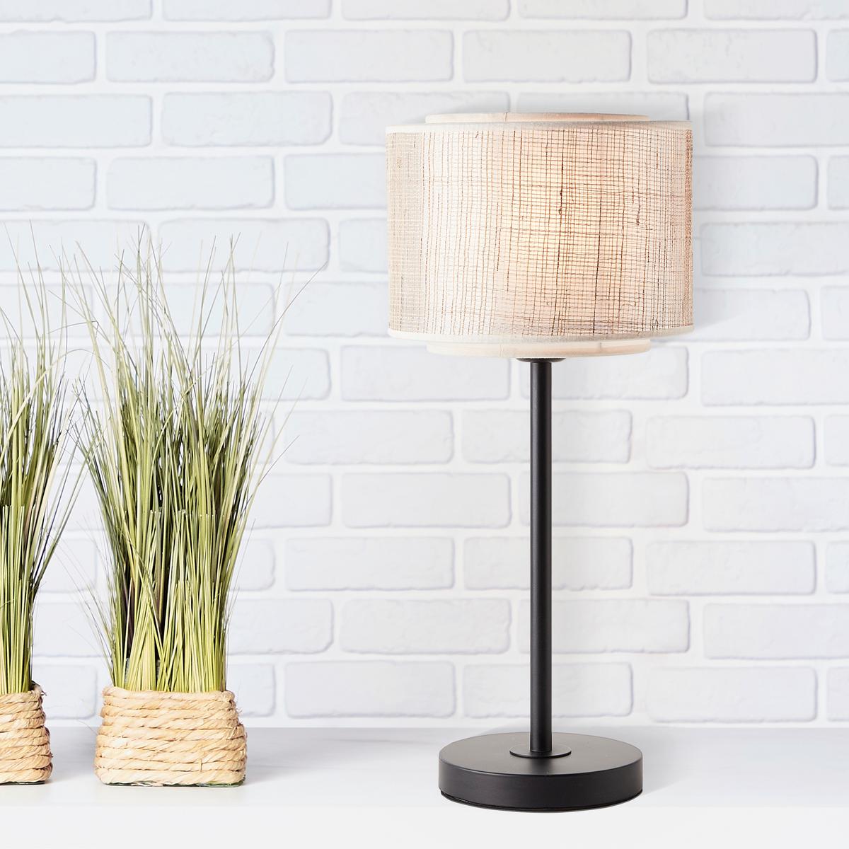 Tischleuchte Odar Beige max. 42 Watt - Beige/Schwarz, Basics, Papier/Textil (22/48cm) - Brilliant