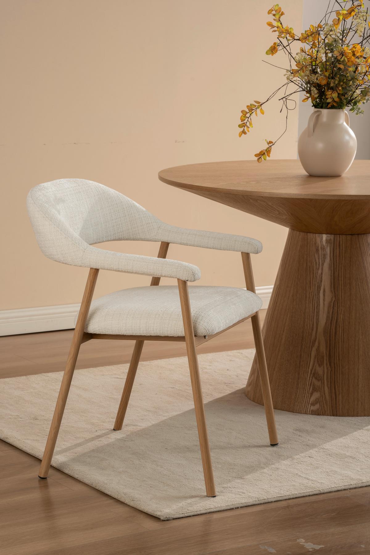 Armlehnstuhl Silke Eichefarben/Beige - Eichefarben/Beige, MODERN, Holz/Textil (57/78/60cm) - Mömax