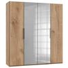 Drehtürenschrank Level 36A mit Spiegel ca. 200 cm Eiche Dekor - Chromfarben/Eichefarben, MODERN, Holzwerkstoff (200/216/58cm) - MID.YOU