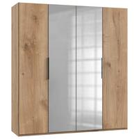 Drehtürenschrank Level 36A mit Spiegel ca. 200 cm Eiche Dekor - Chromfarben/Eichefarben, MODERN, Holzwerkstoff (200/216/58cm) - MID.YOU