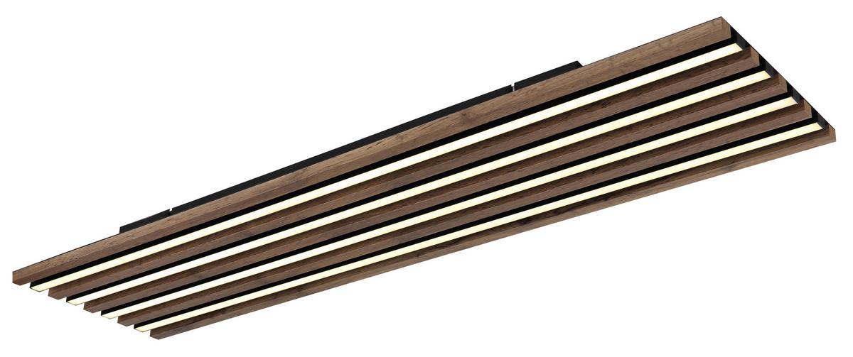Led-deckenleuchte 67347d5cct Hayden - Weiss/Dunkelbraun, Natur, Holzwerkstoff/Kunststoff (120/30/6cm) - Globo