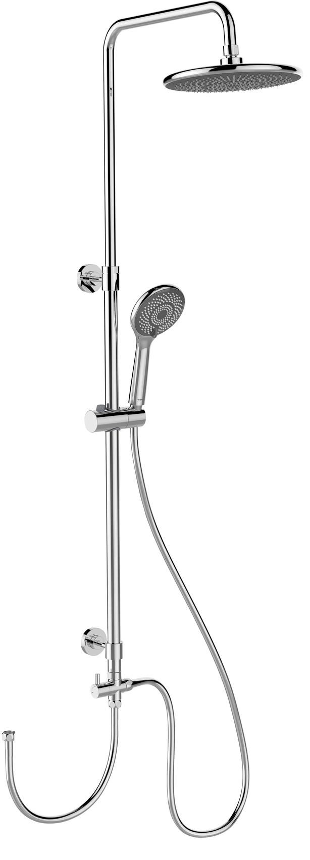 ZESTAW Z DESZCZOWNICĄ WATER SAVING - kolor chromowy, Basics, metal (22,5/75-120/27cm) - Wenko