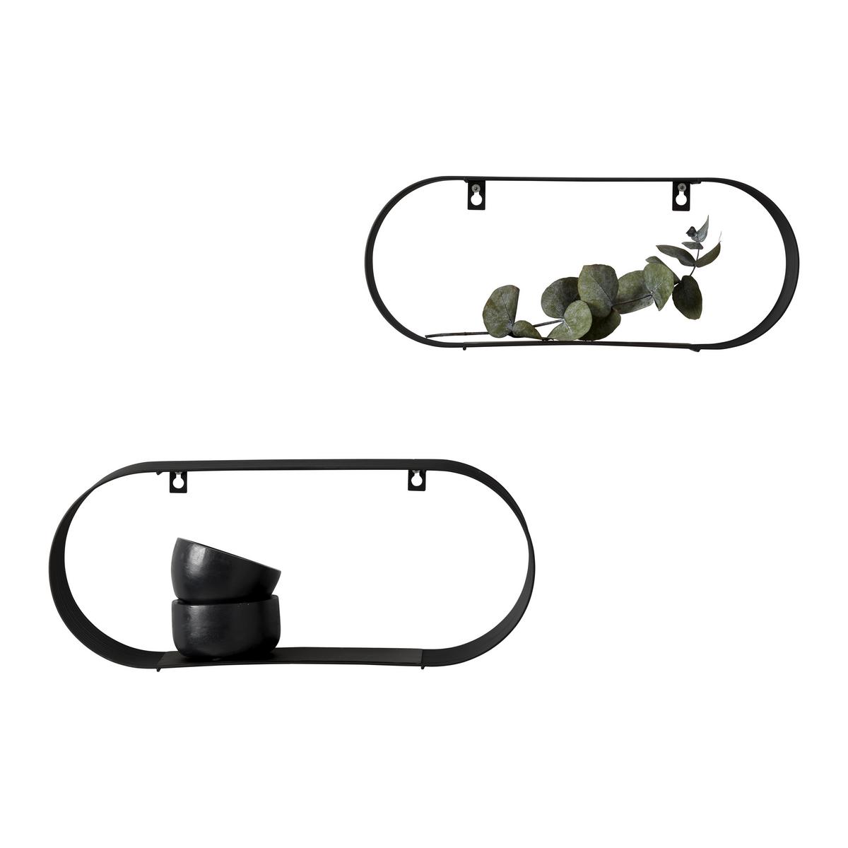 Set Zidnih Polica Jessica - crna, Moderno, metal (43/18/10cm) - Modern Living