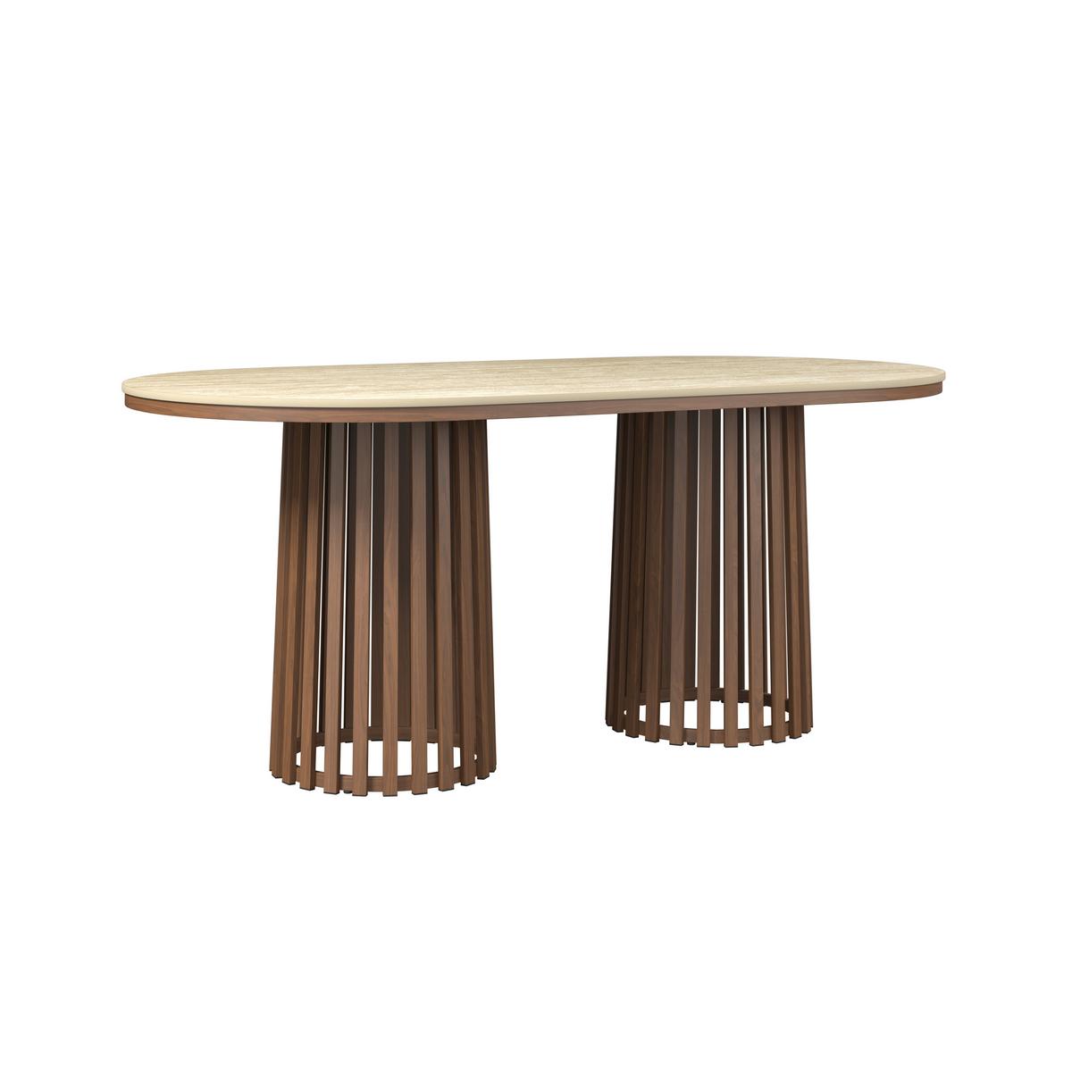 Esstisch Maddy Naturfarben Kunststein ca. 180x90x76 cm - Naturfarben, MODERN, Stein/Metall (90/76/180cm) - Bessagi Home