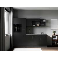 Küchenblock Oliver m. Geräten Schwarz - Schwarz/Grau, Trend, Holzwerkstoff/Metall (235cm) - Respekta