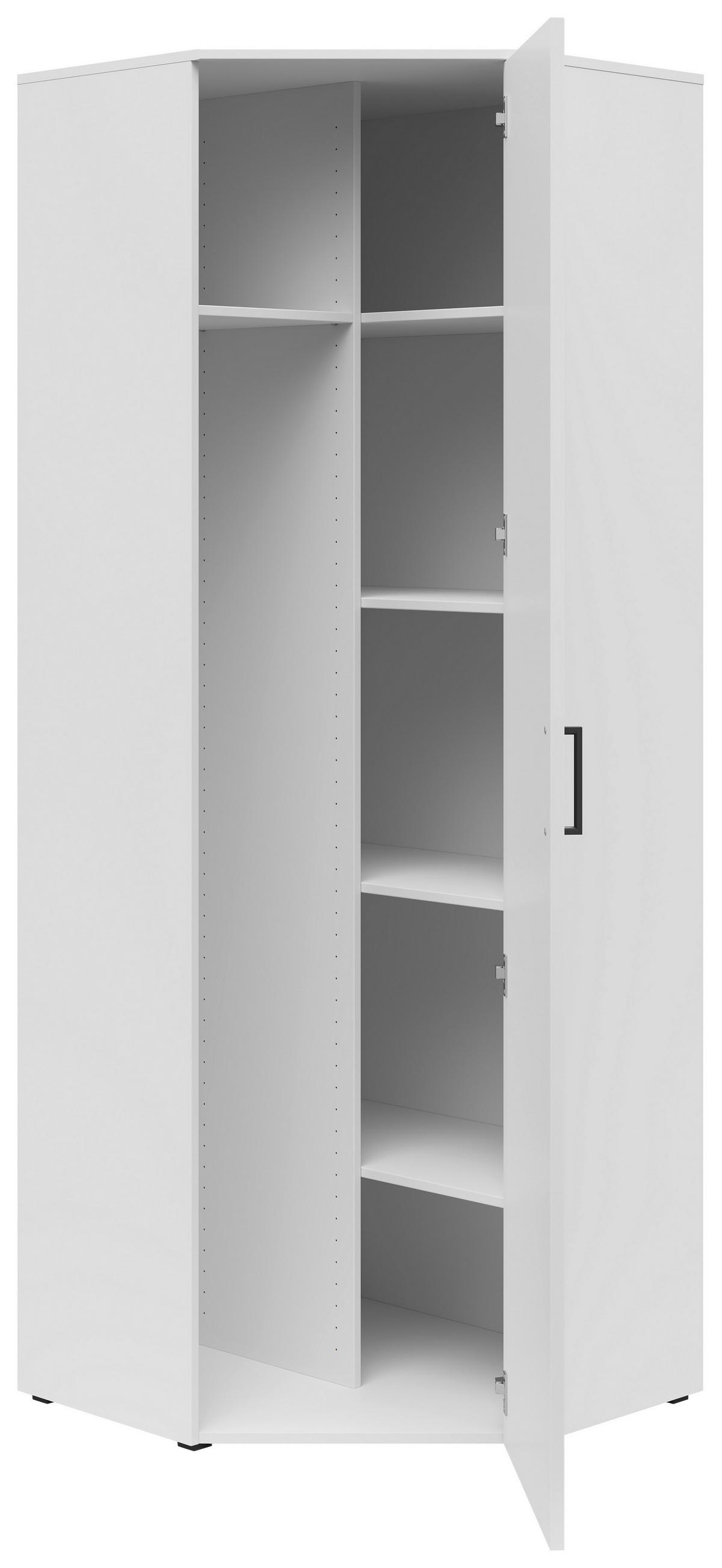 Eckschrank Multistauraum Weiss - noir/blanc, Modern, matière synthétique/matériau de bois (71,5/195/71,5cm)