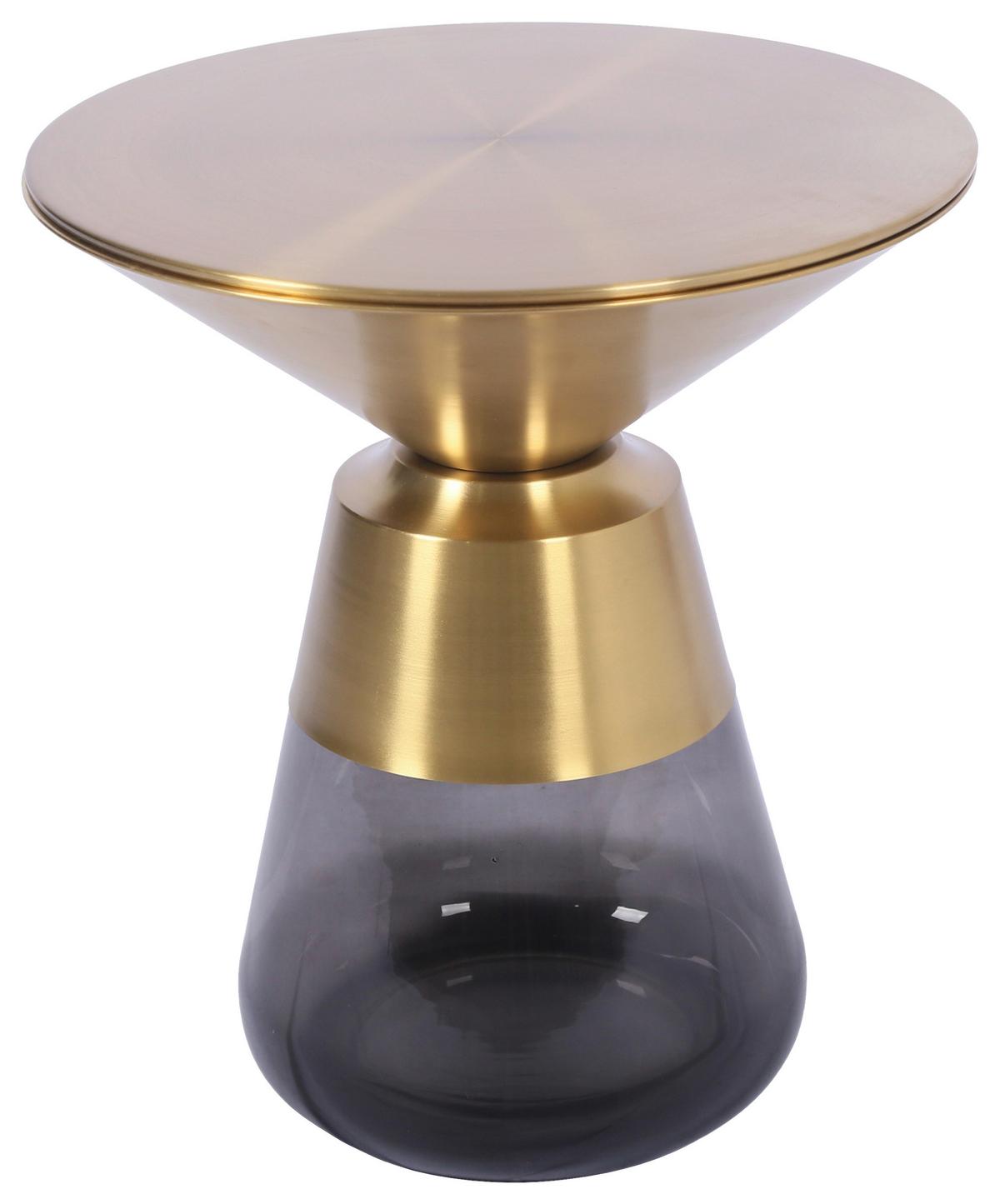 Kisasztal Baily - aranyszínű/szürke, Romantik / Landhaus, üveg/fém (48/54,5cm) - Premium Living