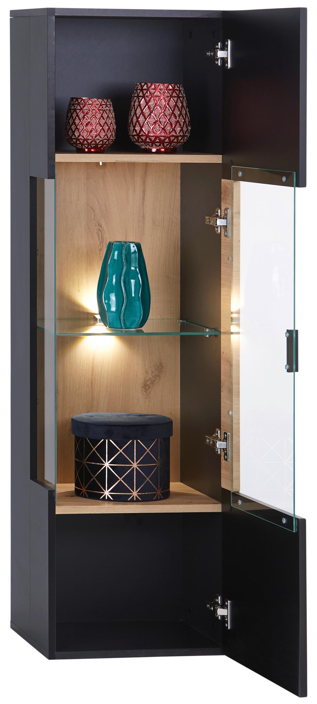 Vitrină suspendată Denver - culoare lemn stejar, Modern, material pe bază de lemn (40/135/33,6cm)