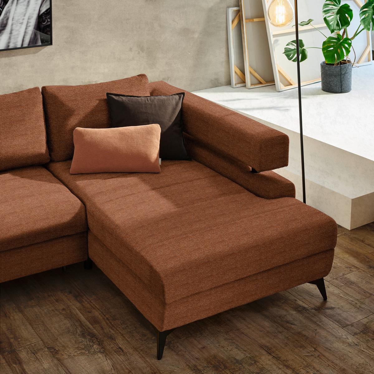 Kutna Garnitura Rosalie - konjak/crna, Konvencionalno, tekstil/metal (265/184cm) - Modern Living