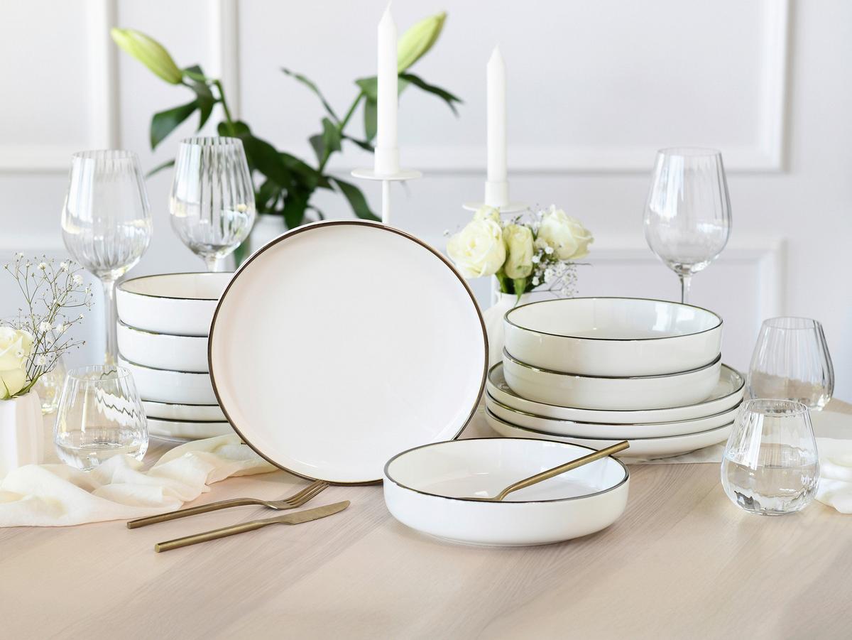 Tafelservice 24793 Nordic Festive Creme - Goldfarben/Creme, Basics, Keramik - Creatable
