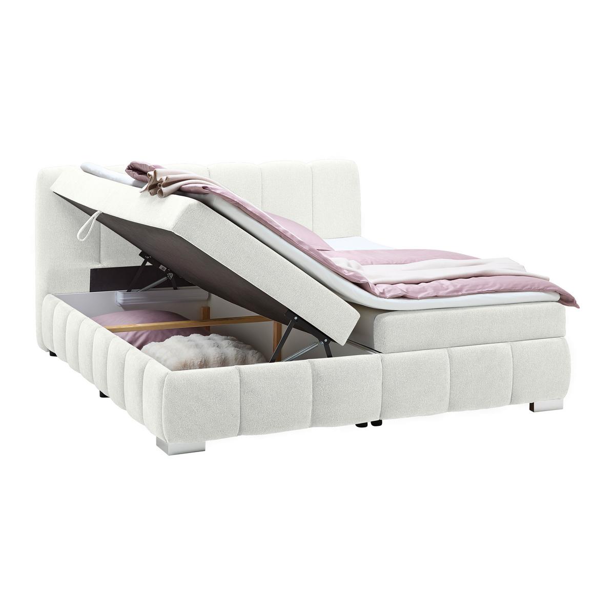 Boxbett Elaris Weiß ca. 160x200cm - Chromfarben/Weiß, KONVENTIONELL, Kunststoff/Textil (160/200cm) - Mömax