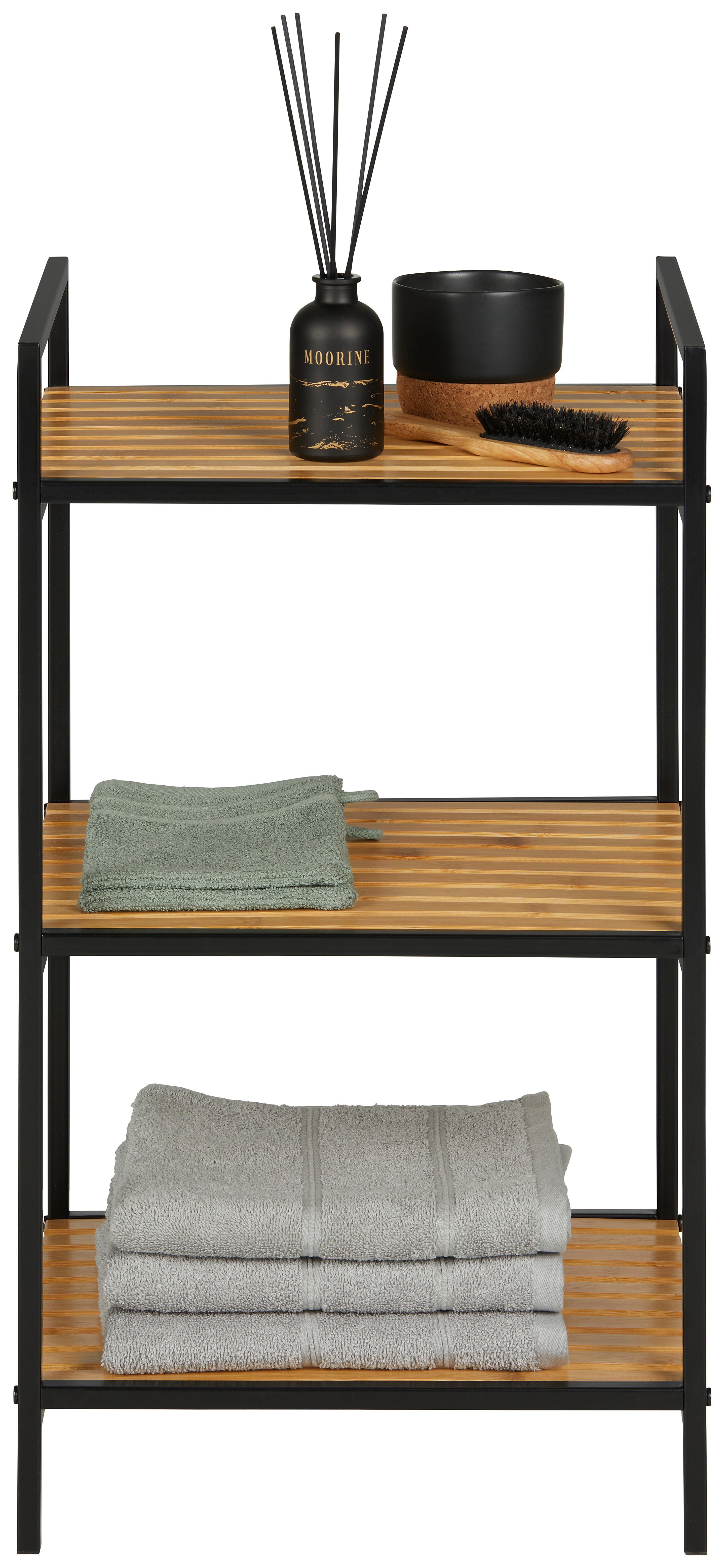 Etajeră AZRA II - culoare natur/negru, Modern, materiale naturale/metal (39/70/32,5cm) - Modern Living
