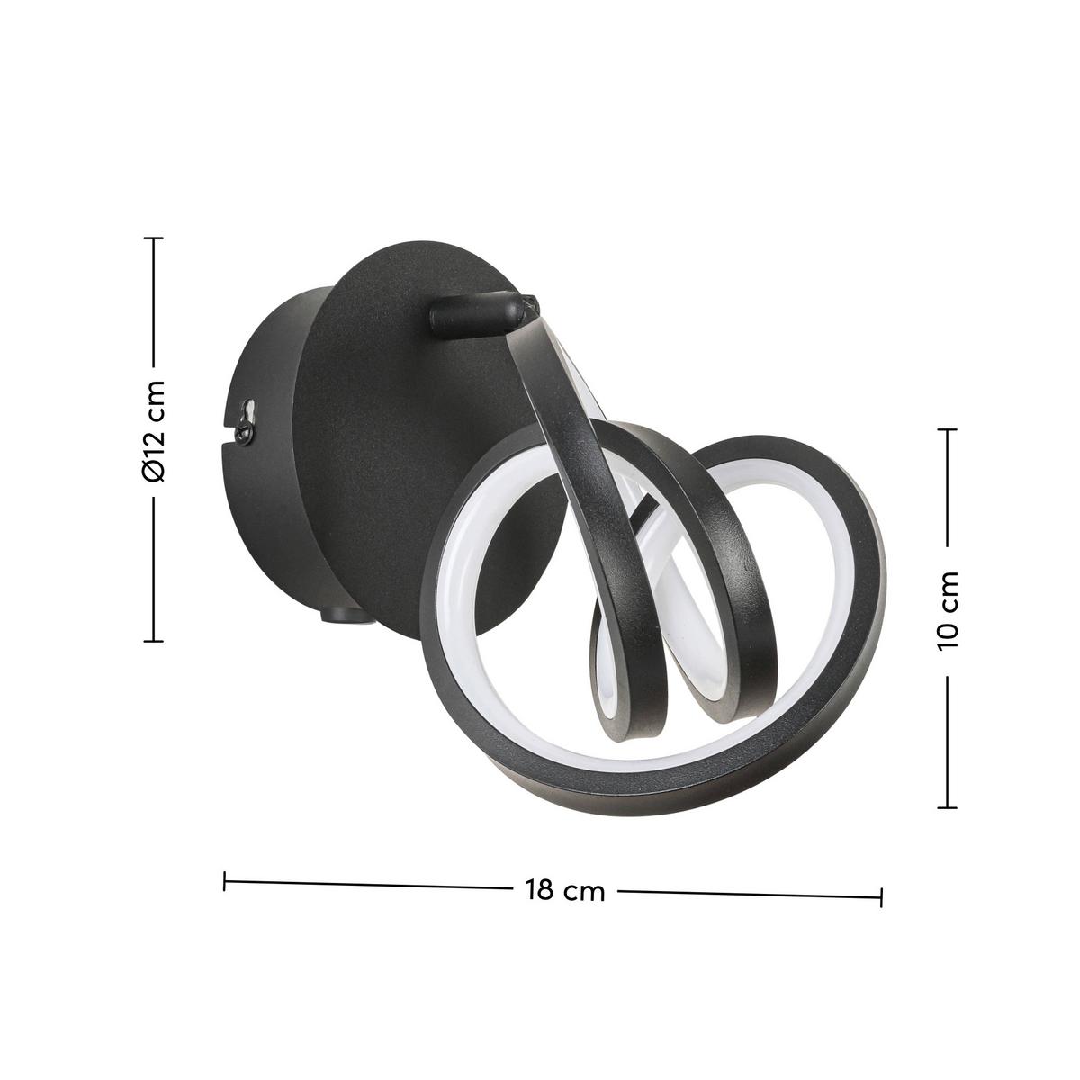 LED Spotlámpa Rundi - fekete, Modern, műanyag/fém (12/12/18cm) - Modern Living