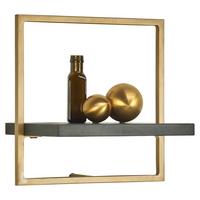 REGAŁ ŚCIENNY VALO - czarny/kolor złoty, Trend, metal/drewno (35/35/25cm) - Lomoco